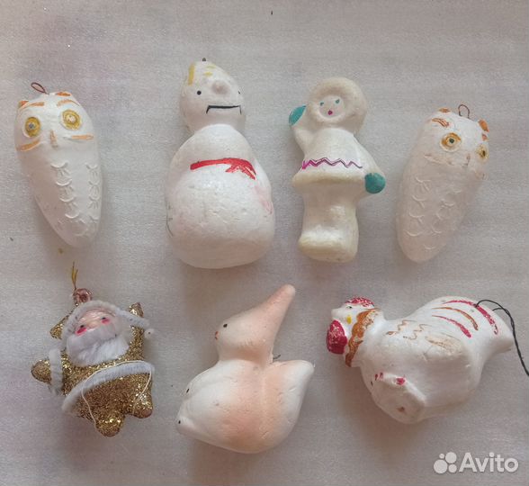 Елочные игрушки СССР - пенопласт, вата