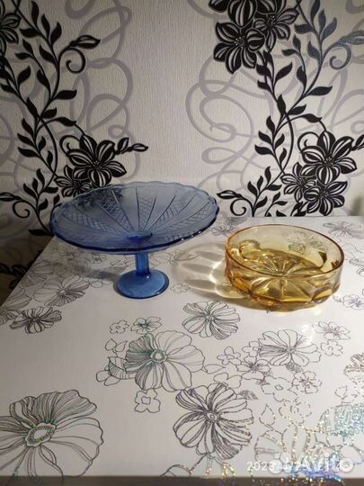 Ваза салатник В. И. Мухиной ваза на ножке голубая