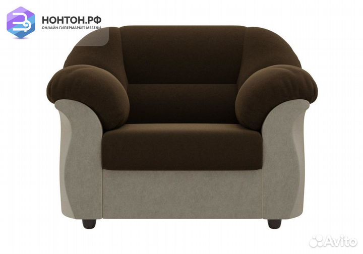 Кресло Карнелла микровельвет коричневый / бежевый