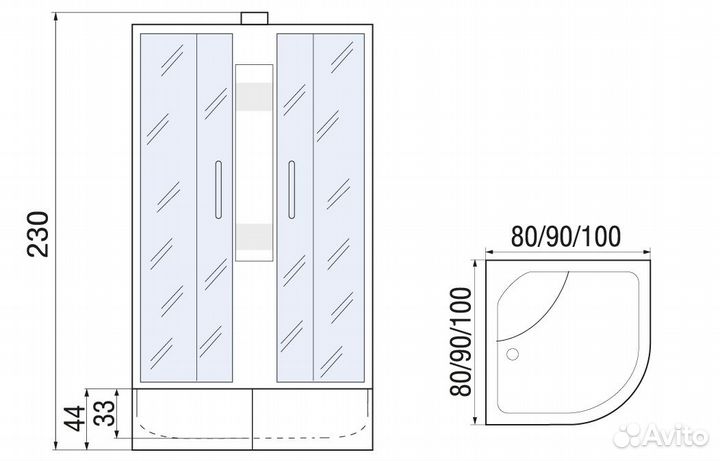 Душевая кабина River nara XL 90/44 MT