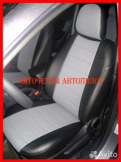 Чехлы Автопилот Hyundai ix35 из экокожи чёрно-серы