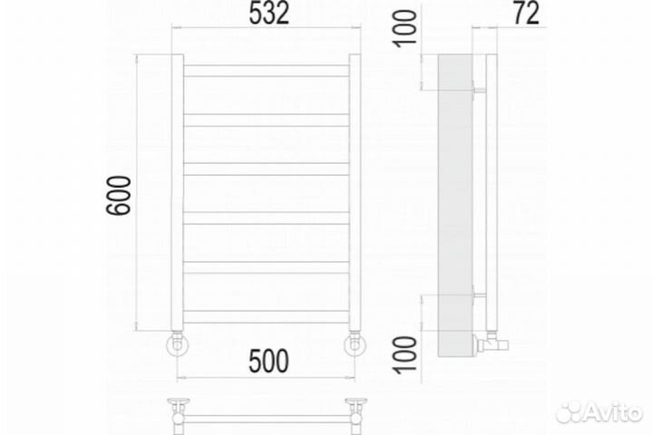 Полотенцесушитель водяной из нержавеющей стали