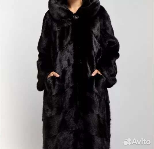 Шуба норковая поперечка с капюшоном