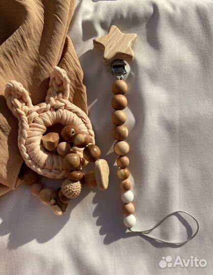 Деревянные грызунки /держатель для соски