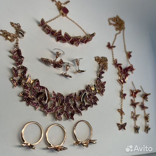 Swarovski бабочки серьги колье