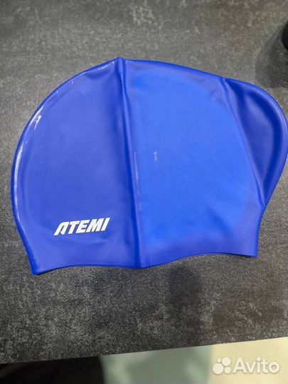 Шапочка для плавания синего цвета для длинных воло