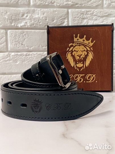 Ремень мужской с гравировкой, кожаный