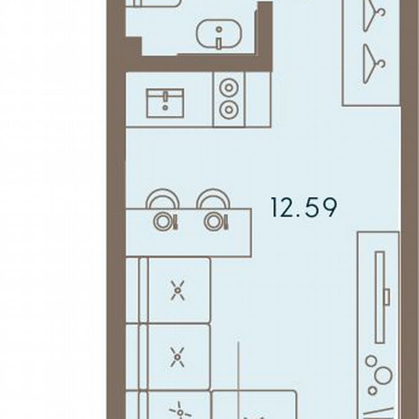 Апартаменты-студия, 21,5 м², 4/8 эт.