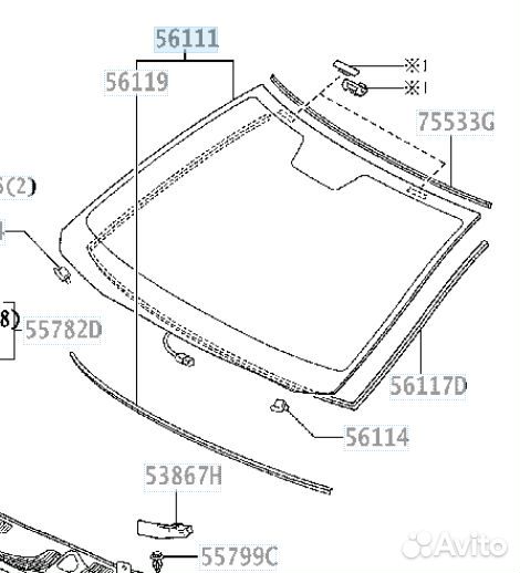Стекло лобовое Lexus LS460 2007-2012