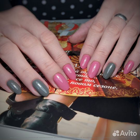 Маникюр с покрытием гель лаком, педикюр