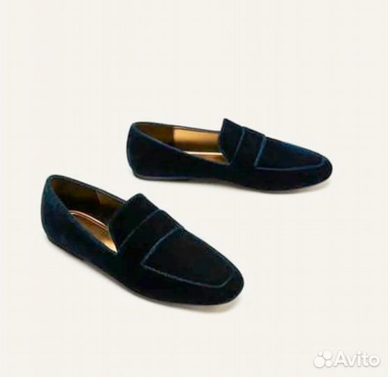 Бархатные лоферы zara