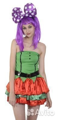 Карнавальный парик фиолетовый с бантом