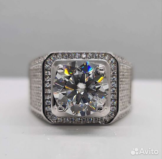 Печатка мужская с бриллиантом (муассанитом) 5ct