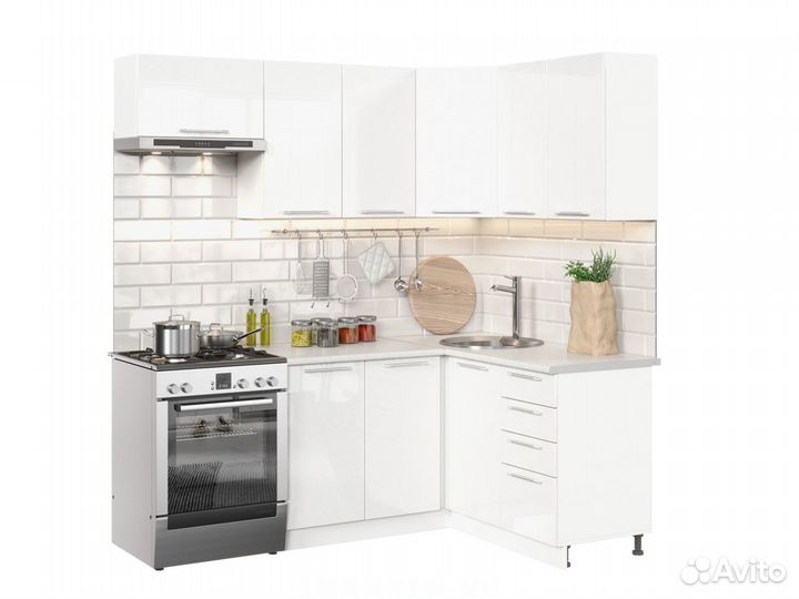 Кухня Олива белый глянец
