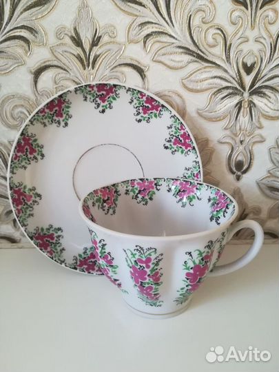 Фарфоровая чайная пара лфз 70-е гг