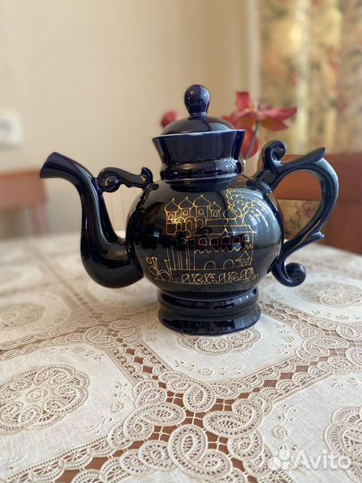 Чайный сервиз синий кобальт с позолотой