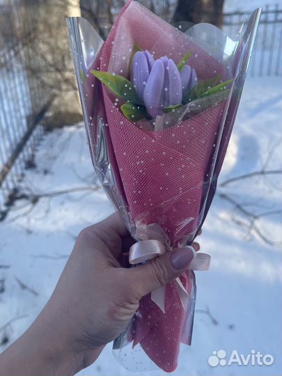 Тюльпаны из мыла, букет тюльпанов из мыла