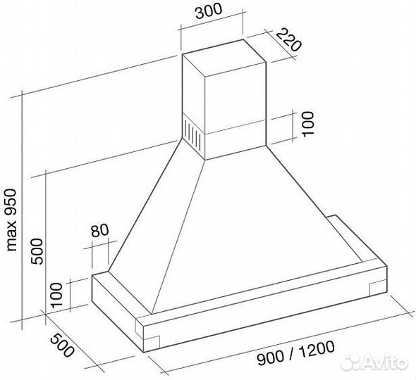 Вытяжка falmec dora 90 (600) S багет цвет орех cdon90.00#742T461F