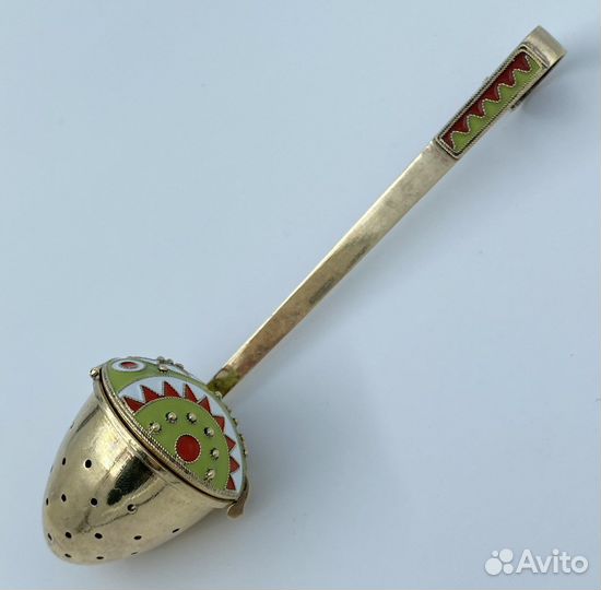 Сито заварочное серебро 925 СССР эмаль позолота