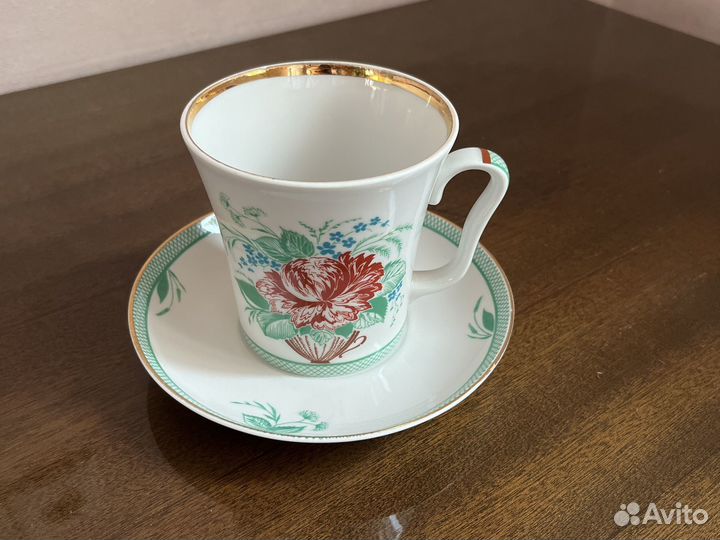 Винтажная чайная пара фарфор лфз
