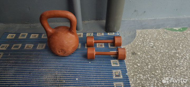 Штанга с блинами и гантели СССР и гиря - кроссфит