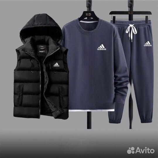 Костюм adidas 3в1 худи, штаны, жилетка