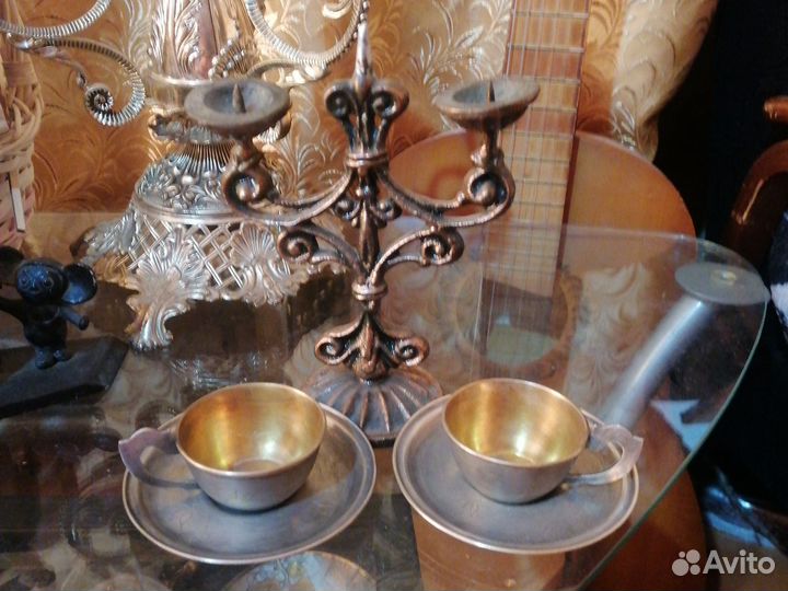 Лот подсвечник и кофейная пара СССР