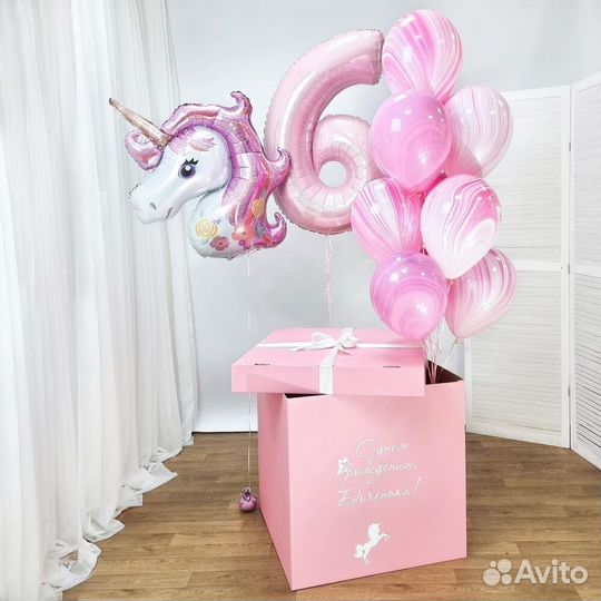 Коробка сюрприз с воздушными шарами