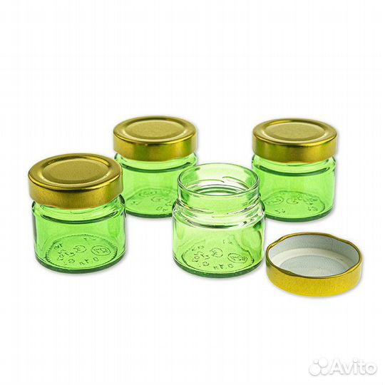 4 шт. Баночка для свечей 100 мл. (D58, зелёная) с
