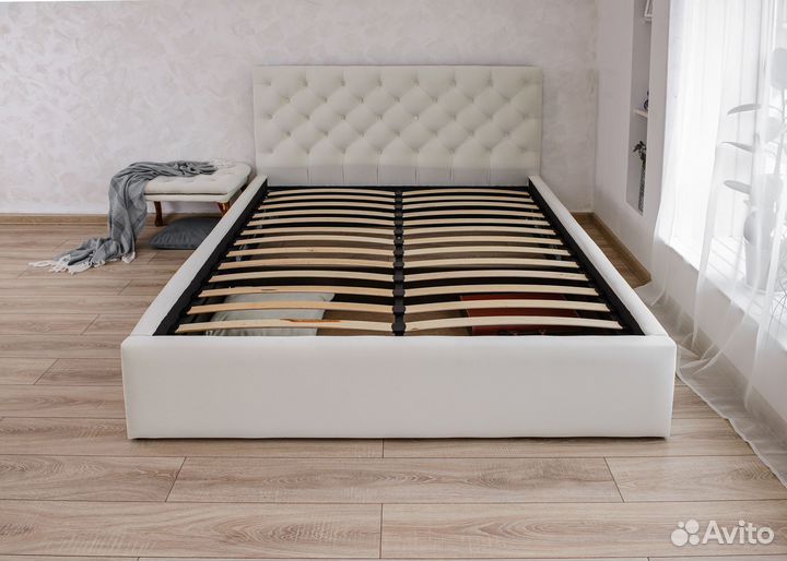 Кровать 160х200 велюр слоновая кость Барокко