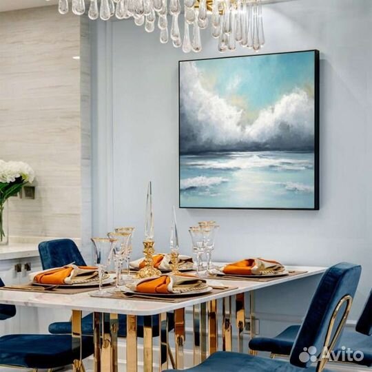 Картина маслом пейзаж с облаками