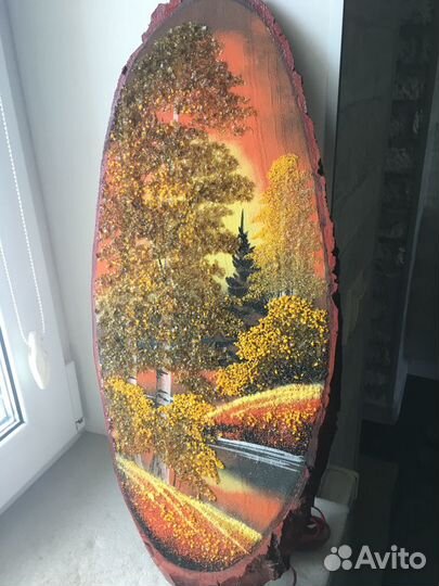 Резное панно из дерева на спиле 60Х25см