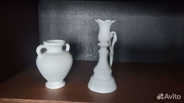 Кувшин, подсвечник керамические, статуэтка