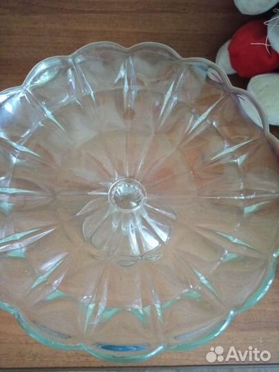 Ваза для фруктов на ножке СССР, стекло