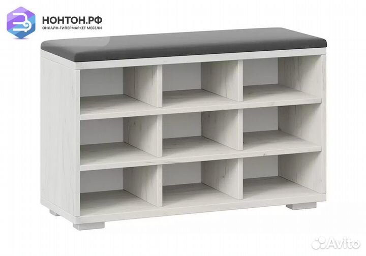 Тумба для обуви Тип 10 дуб крафт белый / велюр гра