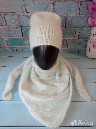 Бактус+шапочка бини. Пух норки. Ручная работа