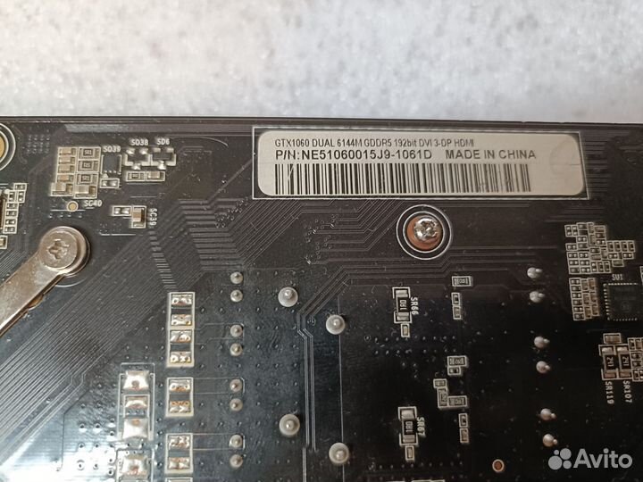 Видеокарта gtx 1060 6gb palit dual на запчасти