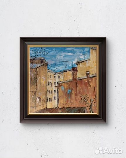 Картина маслом. Дворик Санкт-Петербурга