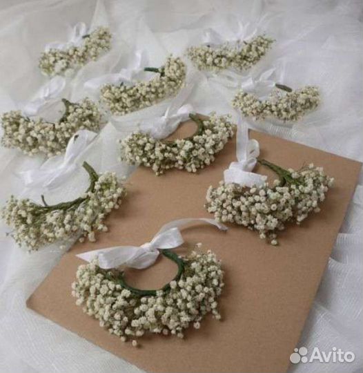 Венок на голову и браслет на руку из цветов