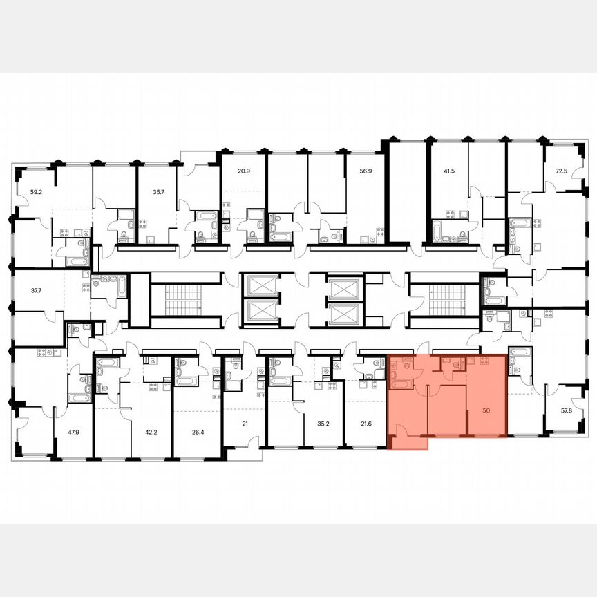 2-к. квартира, 50 м², 17/32 эт.
