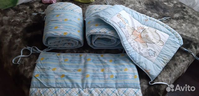 Бортики в детскую кроватку бу + балдахин