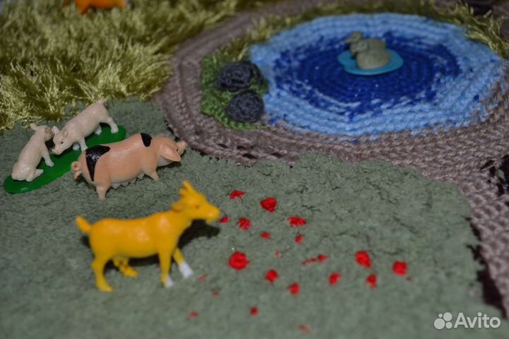 Вязаная ферма, плюшевый биом,развивающий коврик