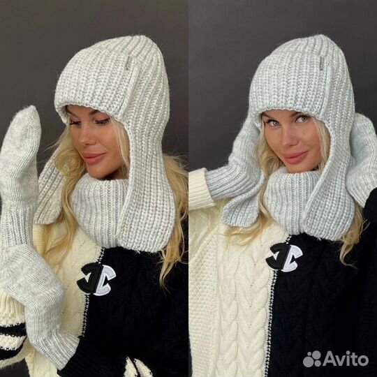 Комплект шапка, снуд и варежки