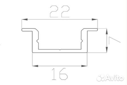 Врезной алюминиевый профиль для светодиодной ленты