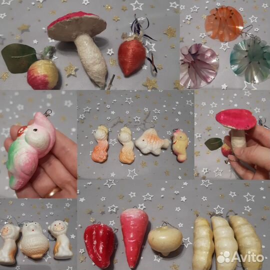 Елочная игрушка СССР ватные папье-маше
