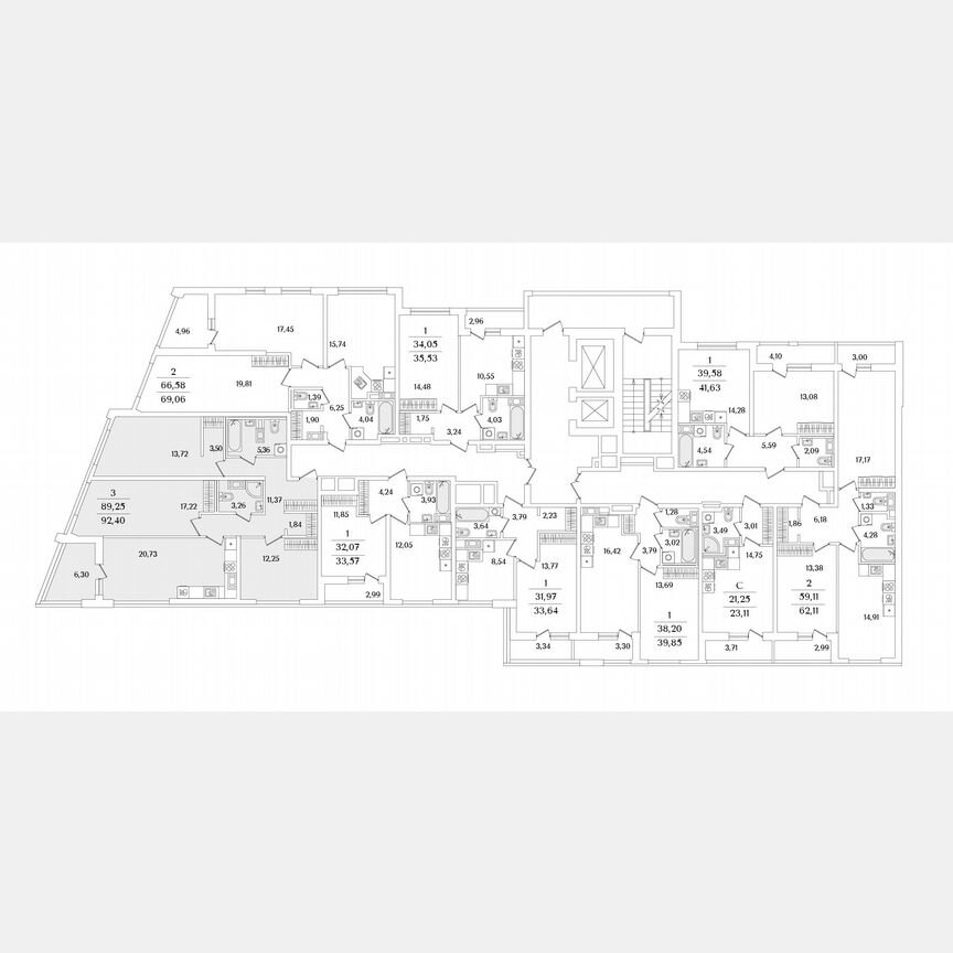 3-к. квартира, 92,4 м², 10/17 эт.