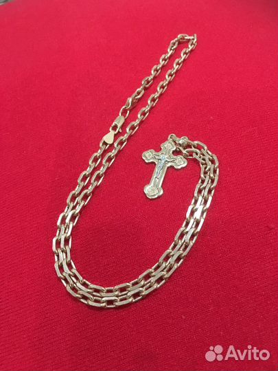 Золотая цепь якорь и крест