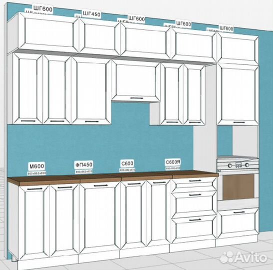 Кухня в потолок мдф. Цена за весь проект