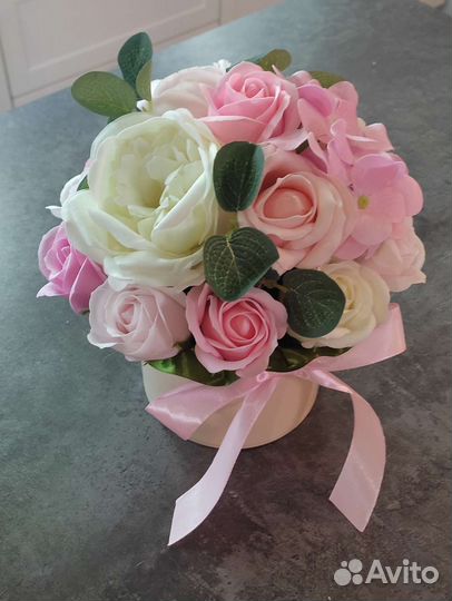 Сердце из мыльных роз. букет