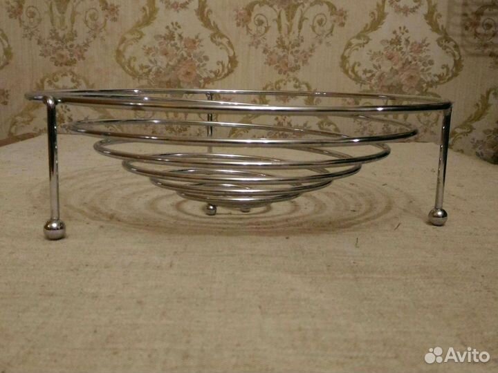 Ваза стильная хром для фруктов 28 см